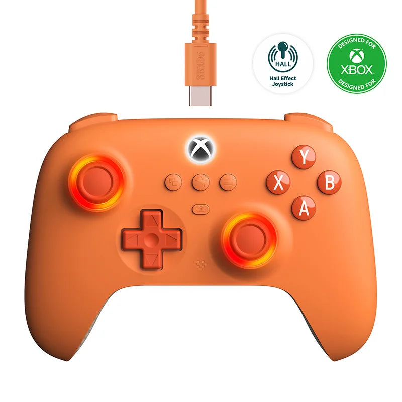 8BitDo Ultimate C Wired Gaming Controller for Xbox, RGB Lighting Fire Ring and Hall Effect Joysticks, Windows 10/11