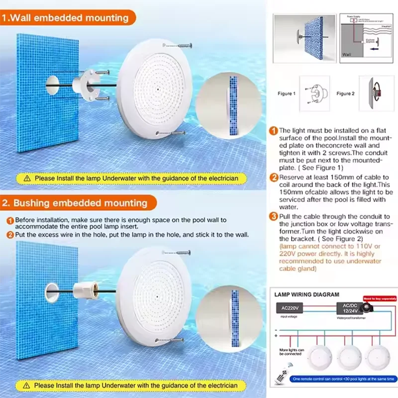 Remote Control 12V 6/9/18/25/35W RGB LED Swimming Pool Light IP68 Outdoor UnderWater Lamp Pond LED Piscina Luz Spotlights