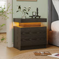 Cubehom LED Nightstands with 2 Drawers, End Table with RGB LED Lights for Bedroom Living Room, White Bedside Table