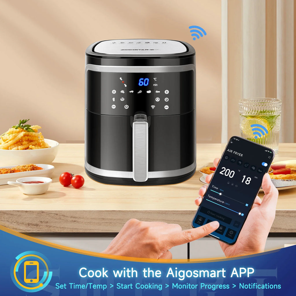 Smart Air Fryer, 7L, Led Touch Screen, 7 Functions, Removable Non-Stick Basket, Wifi Connection, 1900W