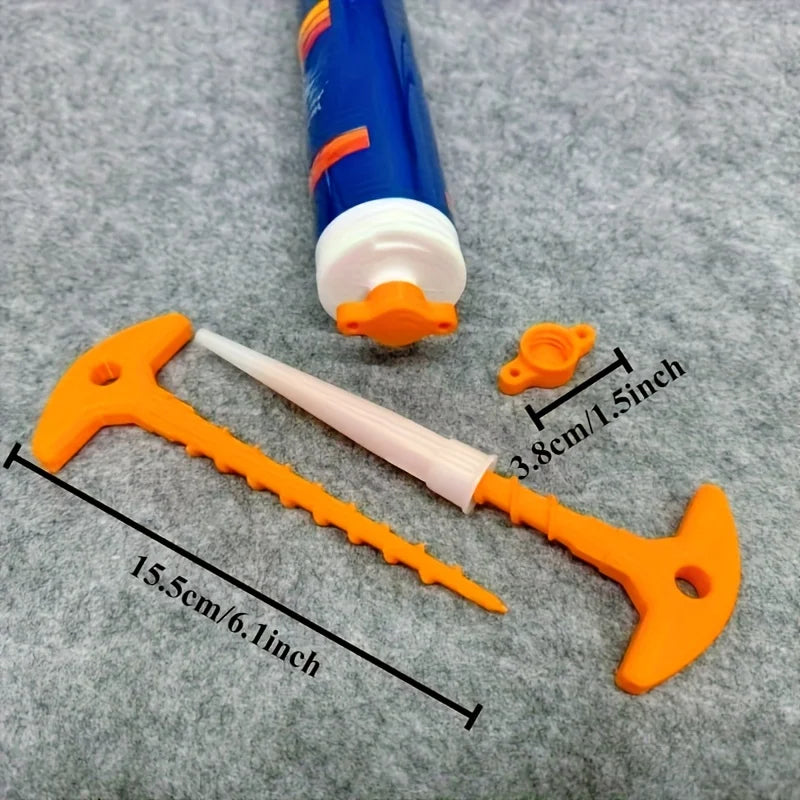 Silicone seal cap and seal gun nozzle removal tool, silicone seal cap used for open core tubes to prevent rapid drying