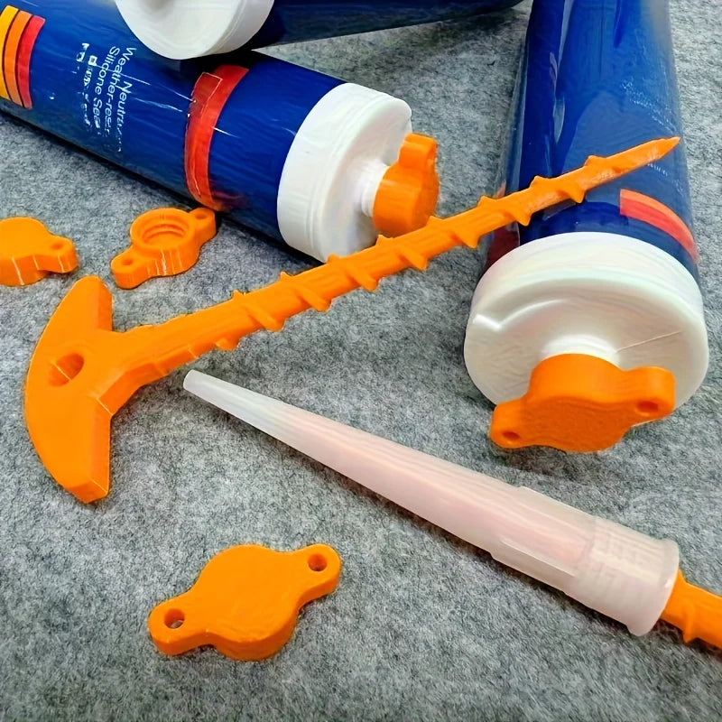 Silicone seal cap and seal gun nozzle removal tool, silicone seal cap used for open core tubes to prevent rapid drying