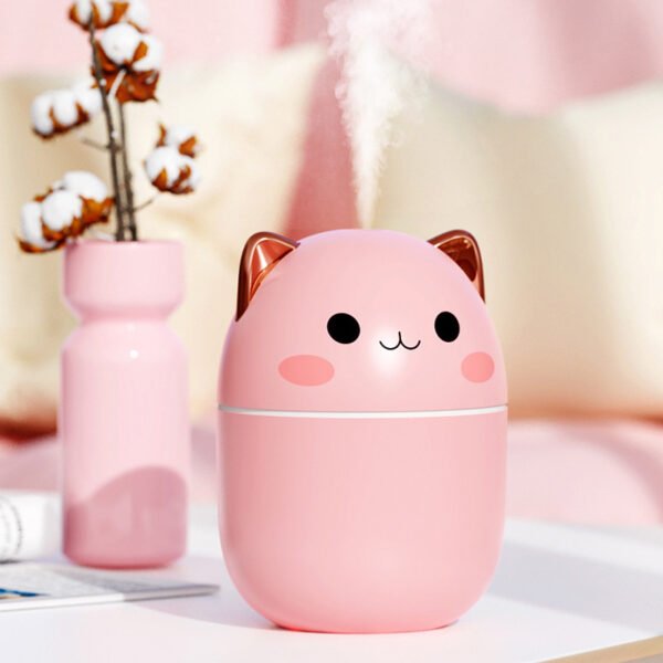 Humidificador USB con Forma de Gatito – Silencioso, Luz Ambiental y Aromaterapia – Ideal para Escritorio